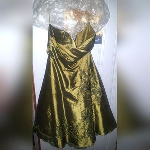 Green strapless formal cocktail dress 16